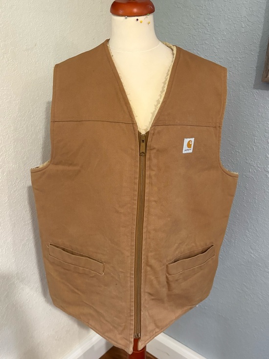 Carhartt Other - Vtg 80s/90s Carhartt 6SVT Sherpa Lined Duck Canvas Vest Brown Made in USA - XLT